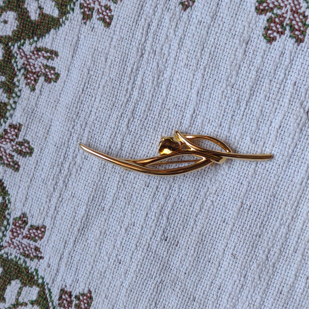 Givenchy Vintage Gold Tone Blooming  Rose Brooch